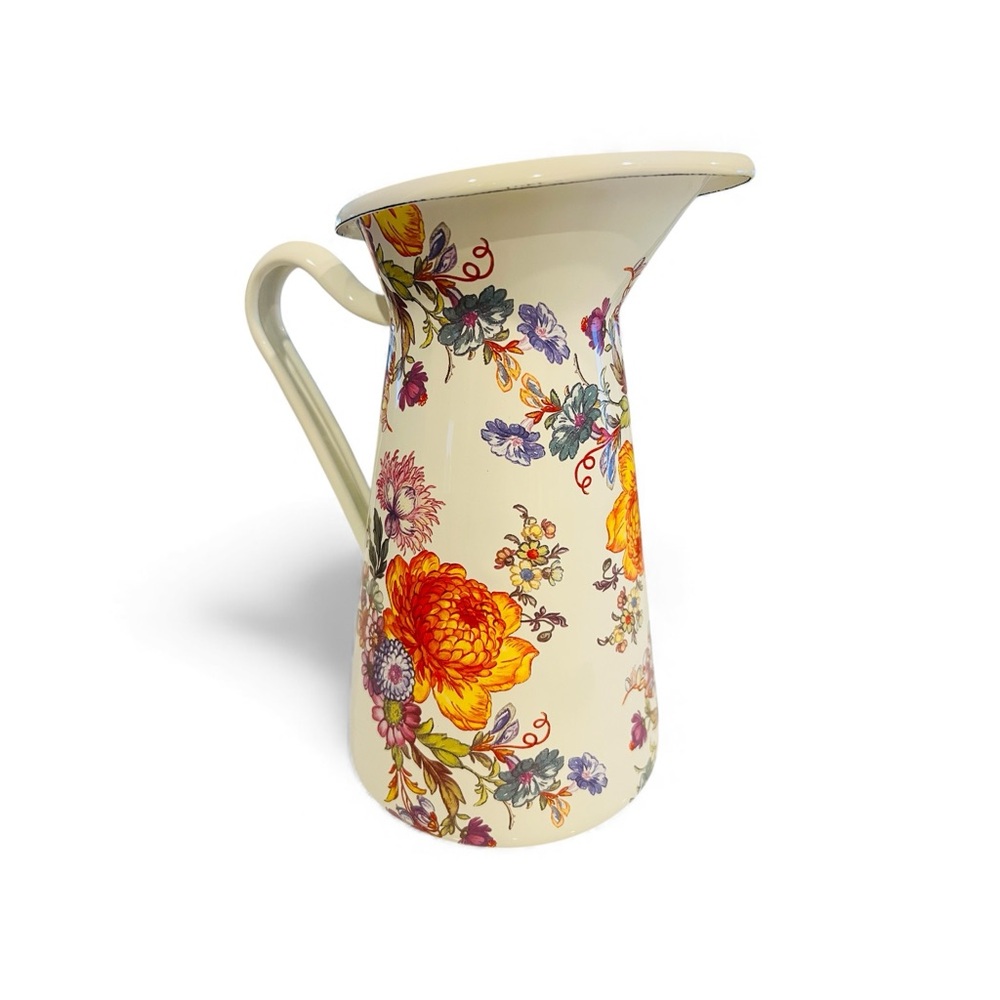MACKENZIE CHILDS WHITE FLOWER MARKET PITCHER SMALL